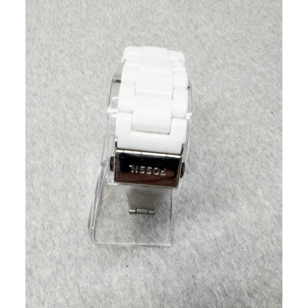 Fossil Tank Ceramic Womens Watch 29mm White MOP Dial CE-1031‎ New Battery